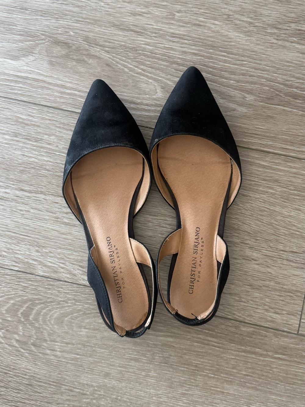Christian Siriano Black Pointed Slingback Flats